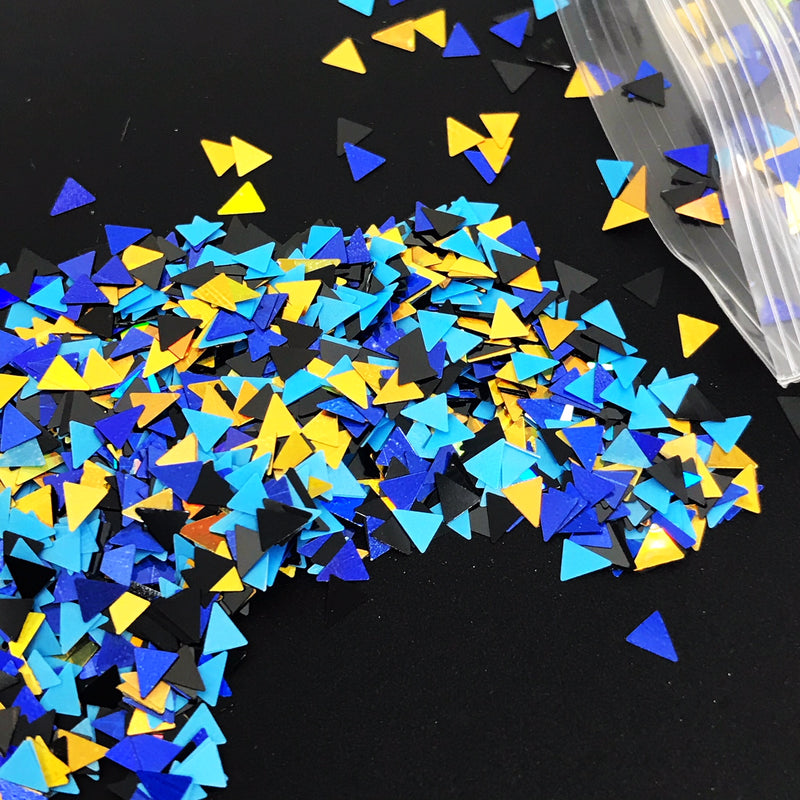 Triangle Mix Glitter - Blue & Gold - KokoGlitterBel 