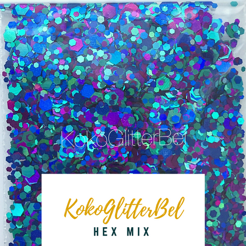Holographic Glitter Hex- Hex Mix - KokoGlitterBel 