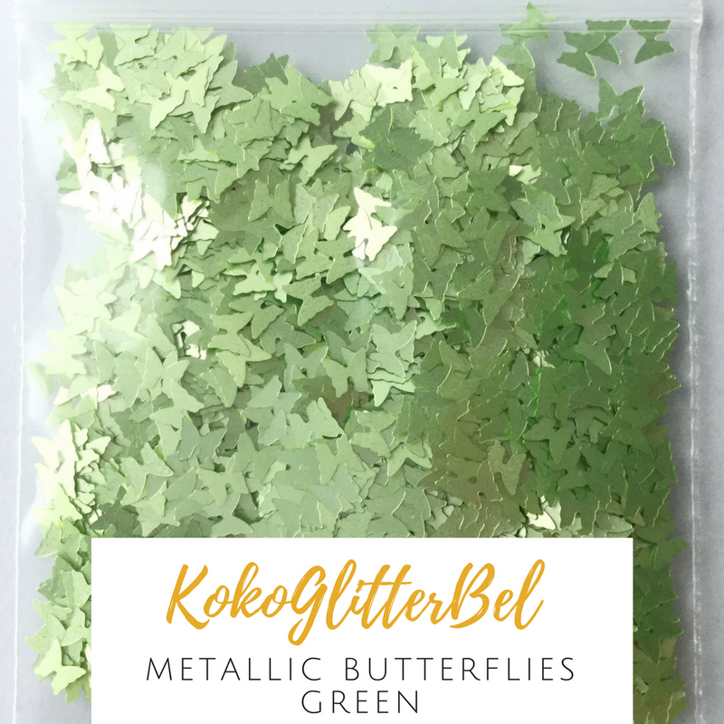 Metallic Butterflies- Green - KokoGlitterBel 