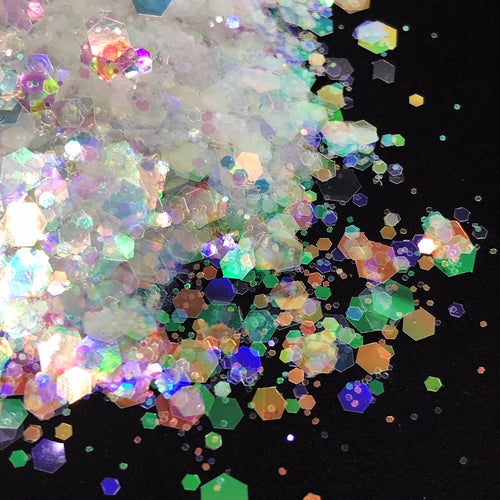 Clear Hex Rainbow Glitter - KokoGlitterBel 