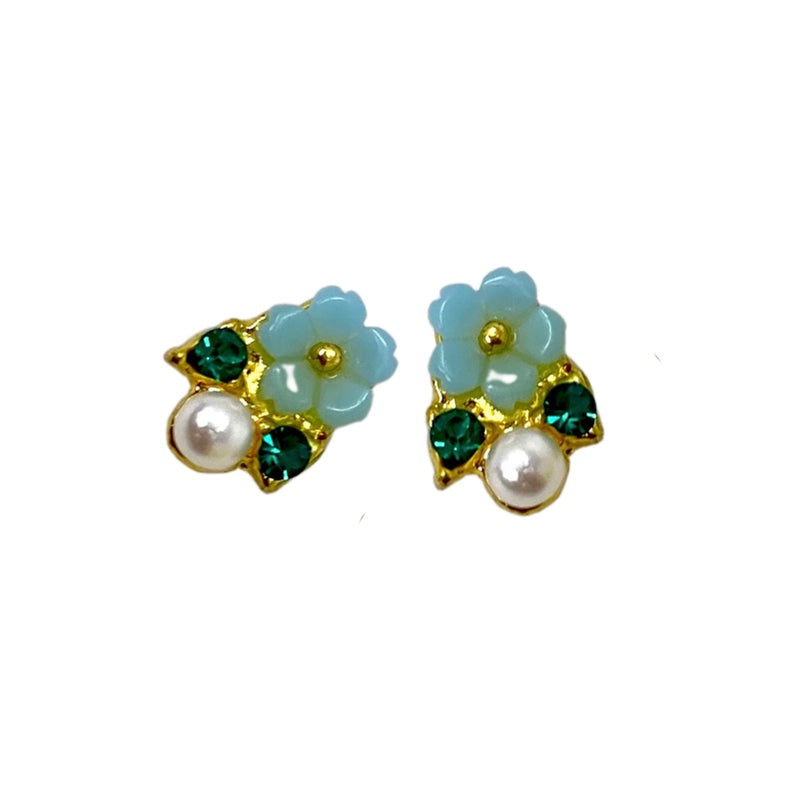 Blue Flower and Pearl Charm