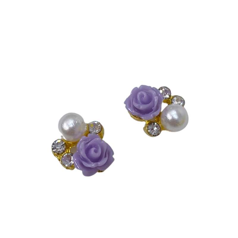 Purple Rose and Pearl Charm
