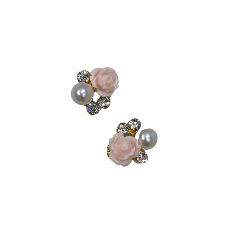 Pink Rose and Pearl Charm