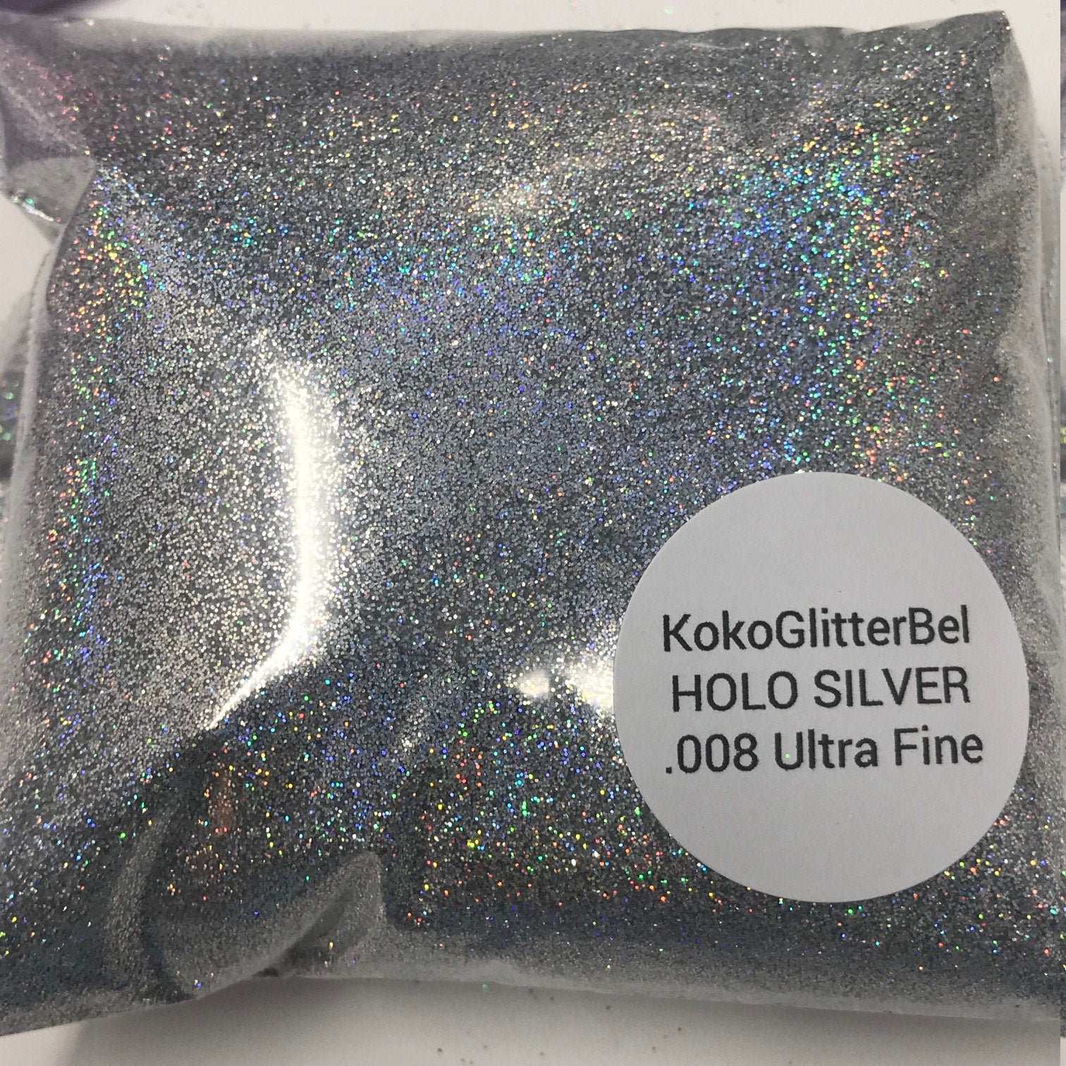 Silver - GlitterWarehouse Fine (.008) Holographic Solvent Resistant  Cosmetic Grade Glitter. Great for Makeup, Body Tattoo, Nail Art and More!