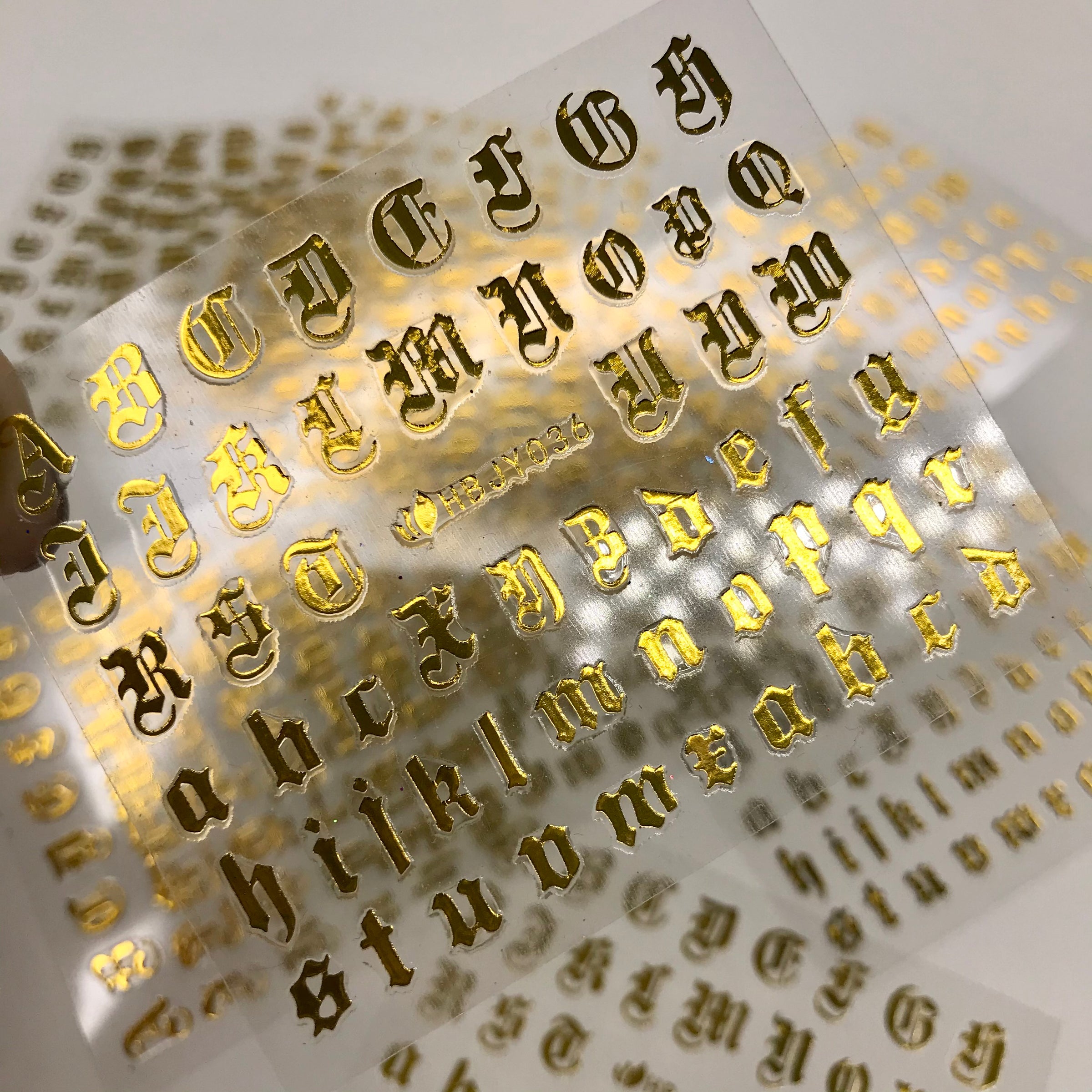 OLD ENGLISH LETTERS STICKERS (GOLD)