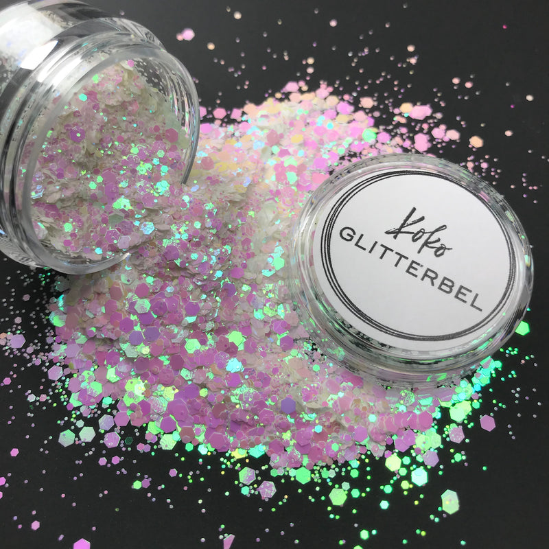 Iridescent Glitter Hex- Iced - KokoGlitterBel 