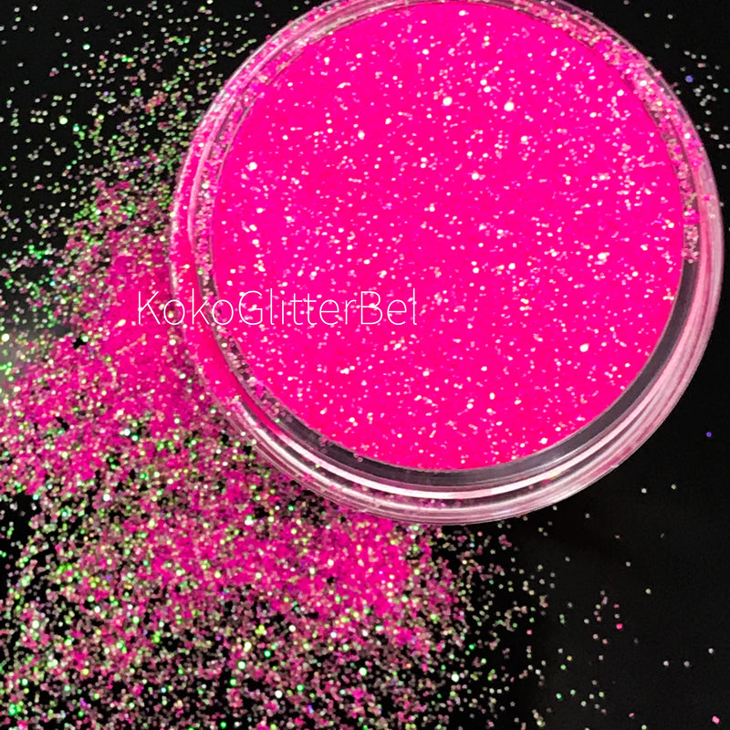 Fine Neon Pink Green - KokoGlitterBel 