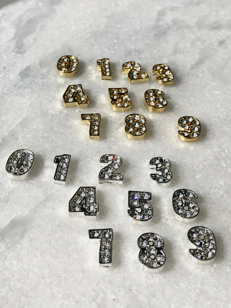 Gold & Silver Number Nail Charms