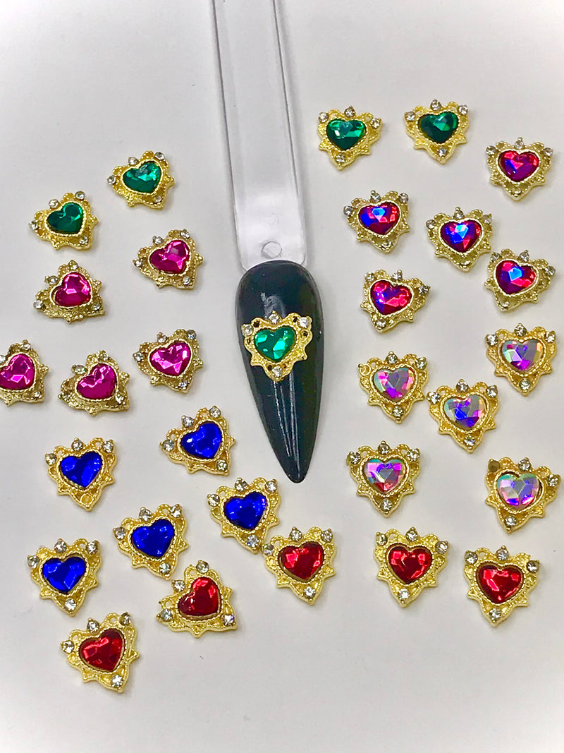 10 PCs Vintage Heart Nail Charms