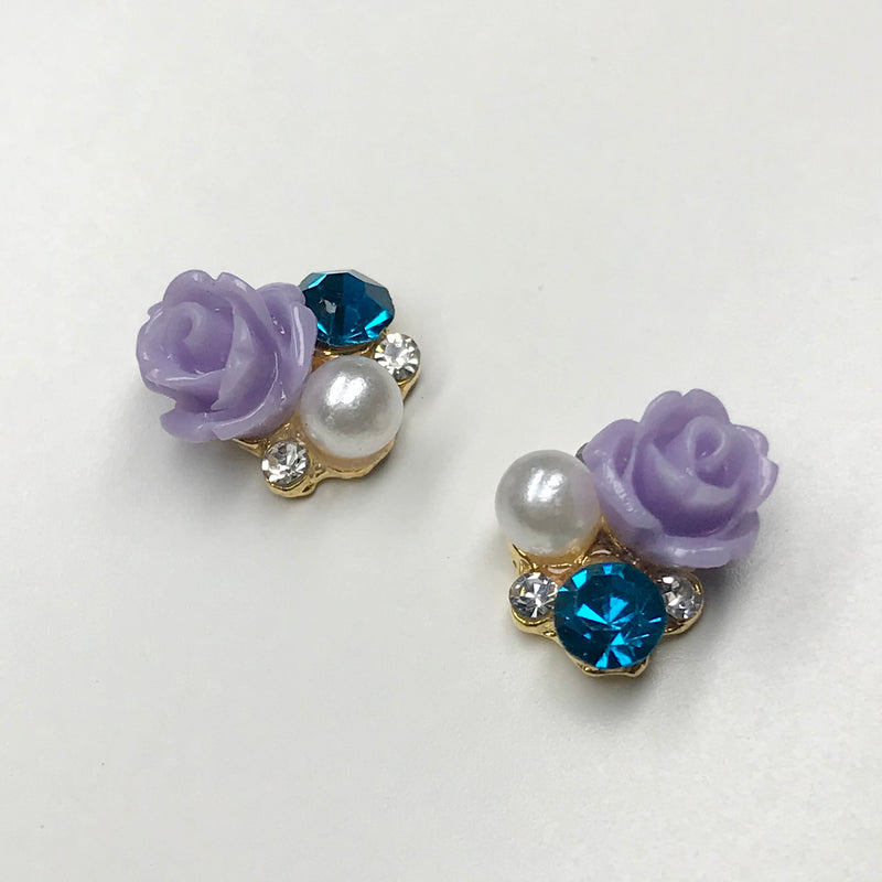 Purple Rose Nail Charms